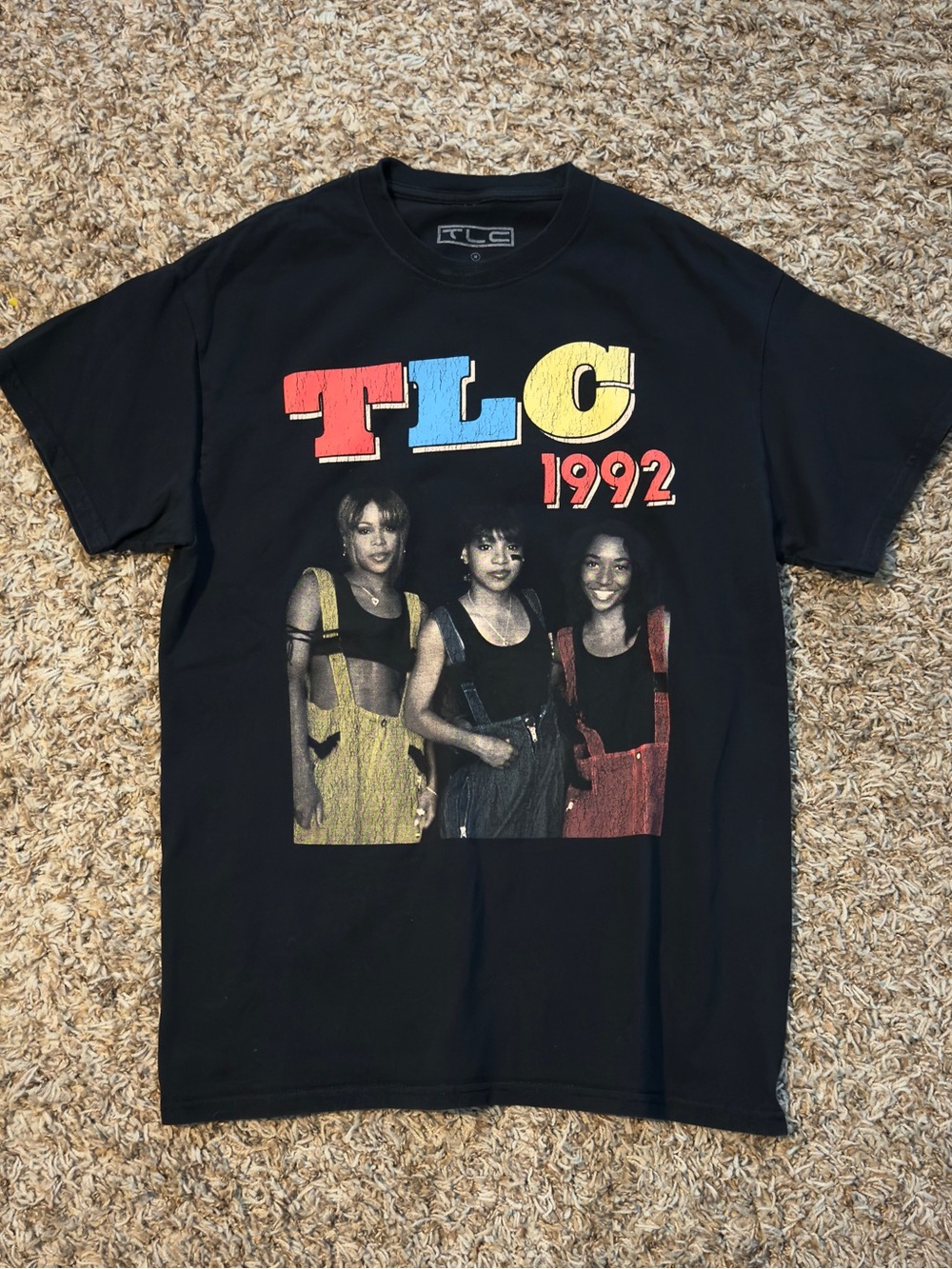 TLC 1992 Graphic Tee Retro 90s R&B Pop Band Shirt Black Unisex Music Medium